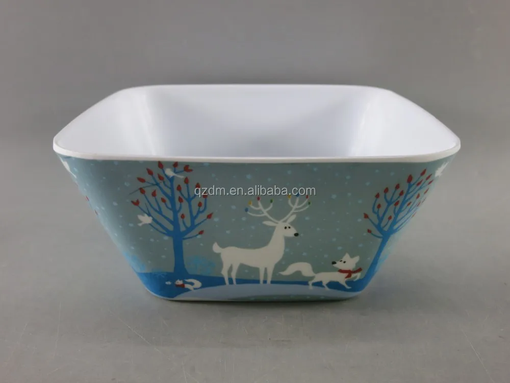 6"Suqare Christmas Melamine Xmas Salad Bowl