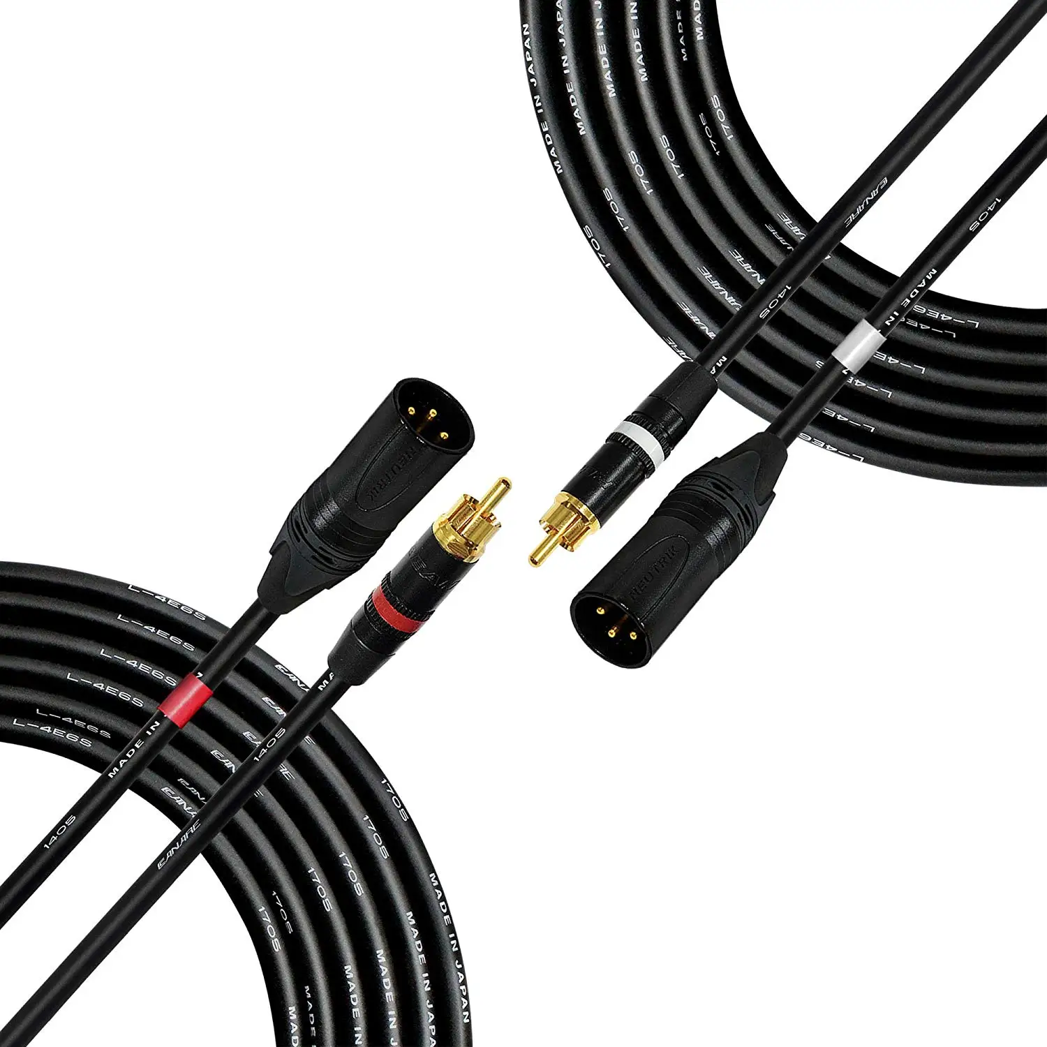 20 Foot - RCA to XLR (Male) Cable Pair - Canare L-4E6S Star-Quad Audio Interconnect Cable & Neutrik-Rean NYS RCA & Neutrik Male XLR Gold Plugs - CUSTOM MADE By WORLDS BEST CABLES