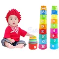 Excellent Baby Children Kids Educational Toy New Building Block Figures Letters Folding Cup Pagoda Gift 9Pcs