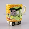 2017 new and fashion design bus ceramic creative shape mugs for gift