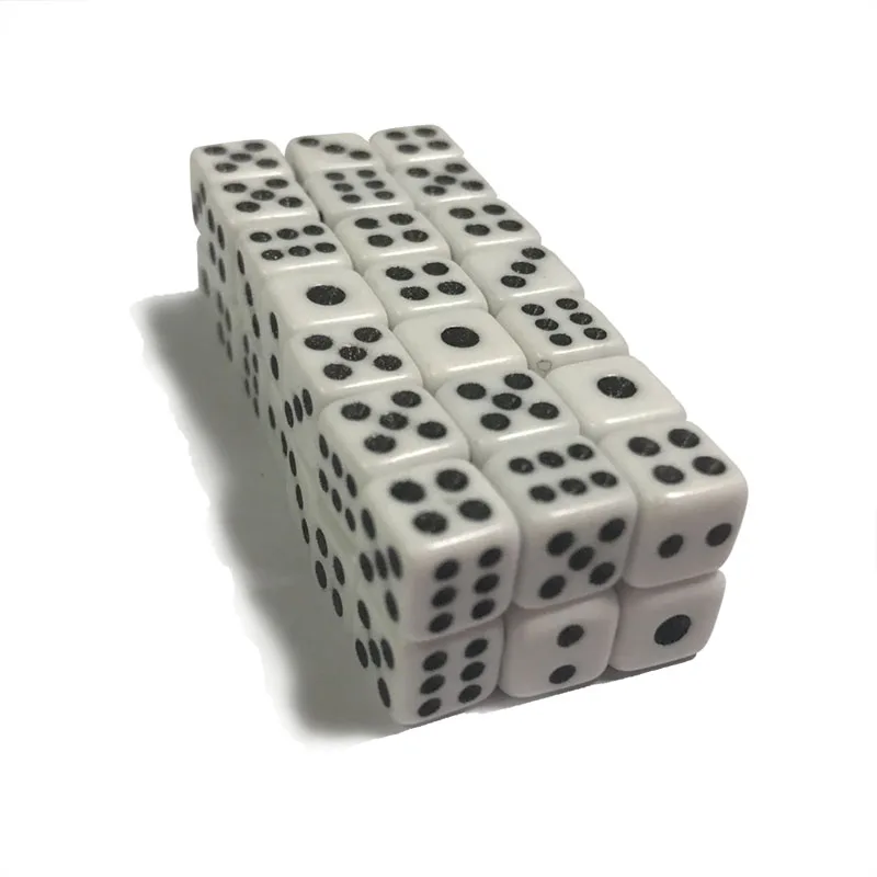 50 Pcs//Lot Dices 8mm Plastic White Gaming Dice Standard Six Sided Decider P ROS