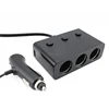 Two USB Car Charger Adapter with Triple Cigarette Lighter Socket Separated Switch Design