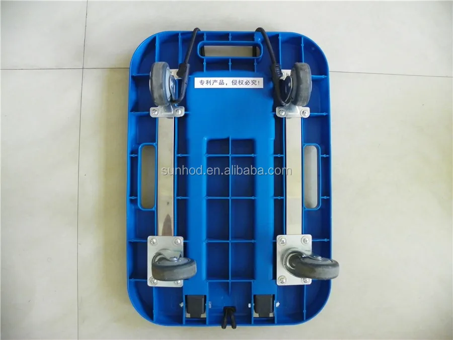 Hand Pull Truck Tool Pull Cart 300kgs Loading Capacity Plastic Trolly