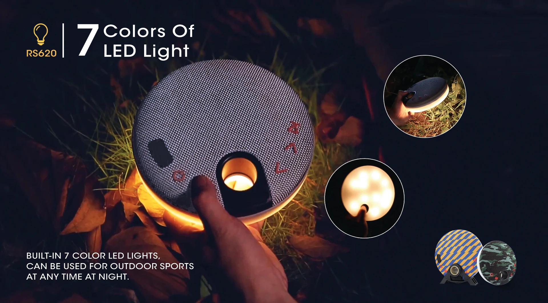 Rambotech HIFI 20W Wireless Bluetooth Speaker RS620, LED Light HD Sound IPX7 Speakers with 4000mAh Battery-Chelsea - ANKUX.COM