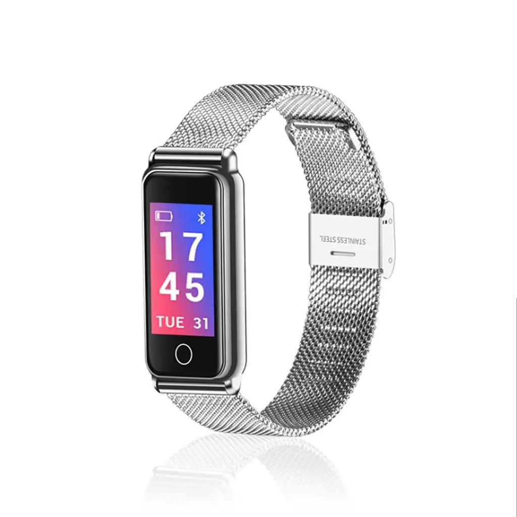 TMY Heart Rate Blood Pressure Detection Smart Bracelet Bluetooth Color Screen Call Reminder, Support MIUI, iOS, Android (Color : Silver)