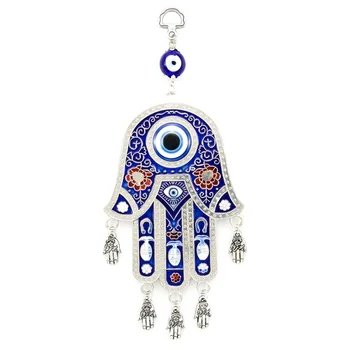 Turkish Blue Evil Eye Hamsa Hand Amulet Wall Hanging Home Decor ...