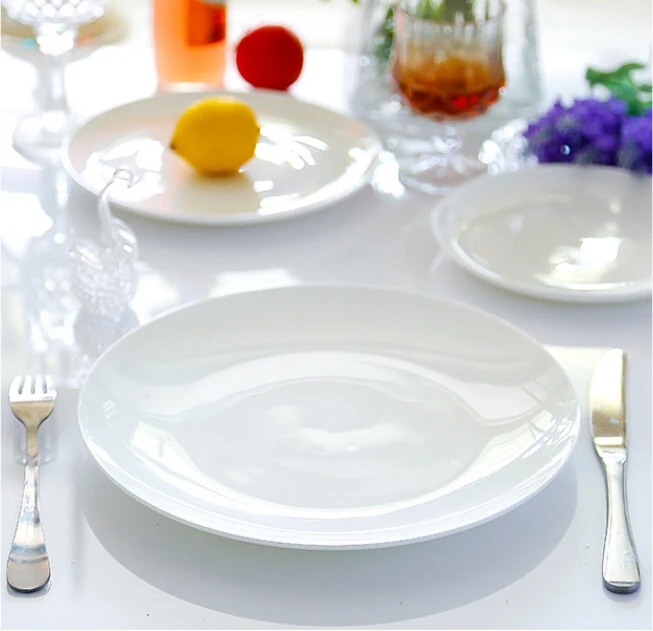Haonai Bone China Dinner Plate Set 6"7"8"9"10" Flat Plate White & Round