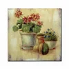 Courtyard 15" x 15" Country Retro Hand Painted Flower in Flowerpot Design Wooden Frame Wall Hanging Decoration