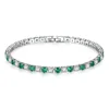 Pretty Women Wedding Engagement Jewelry Copper White Gold Plated Green Crystal Cubic Zircon Emerald Tennis Bracelet
