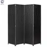 International FW0676Y 4-Panel Screen Room Divider with 63-Inch Shelving, Espresso Brown Paper Straw Weave