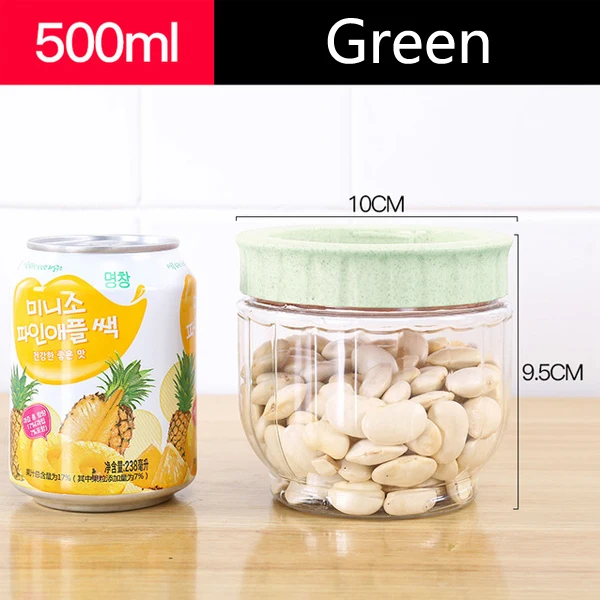 500ml 16oz Plastic Food Storage Container Clear Pet Empty Round Sealed Wide Mouth Jar with Lid for Cookie Honey Spice