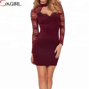 Women Knee Length Crochet Open Back Fitted Long Sleeve Vintage