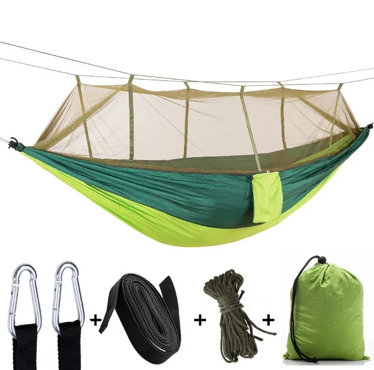 Unionpromo custom outdoor nylon camping hammock with mosquito net