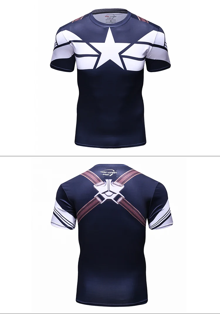 Customised 3D Printing shortsleeve tshirt marvel rash guard super hero t-shirts