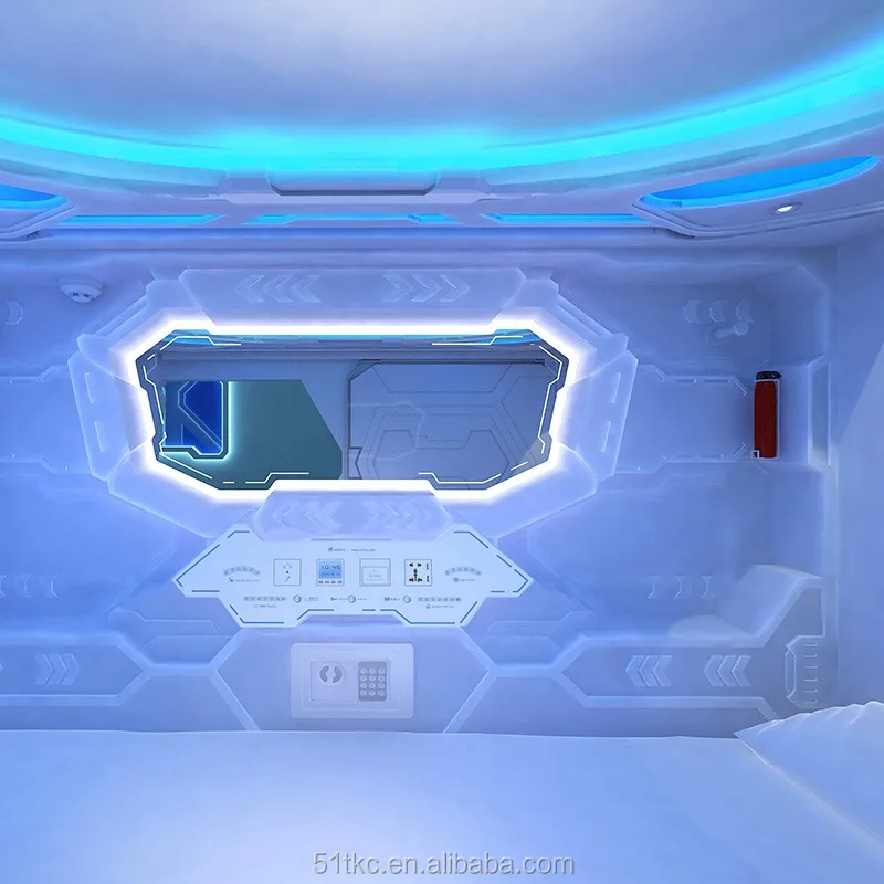 sliding door  single horizontal capsule hotel bed 2