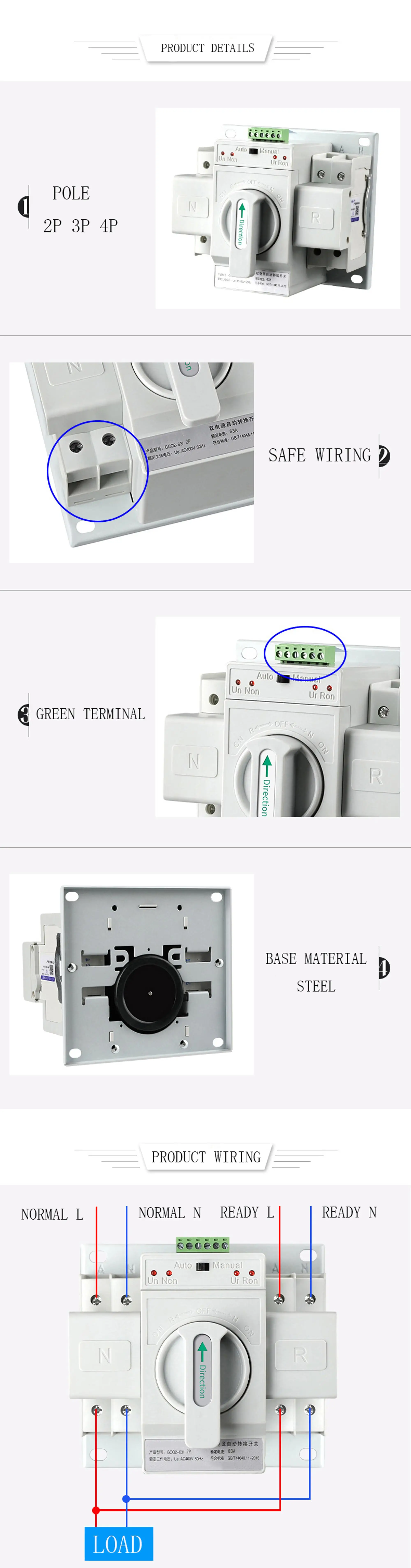 AC DC 200 AMP 3 Phase Dual Power generator change over Automatic Tranisfer Switch2