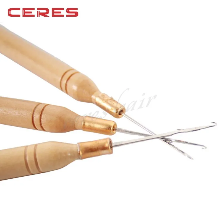 Wooden Latch Hook Needle Hair Weaving Needle Lace Wig Needle Hair