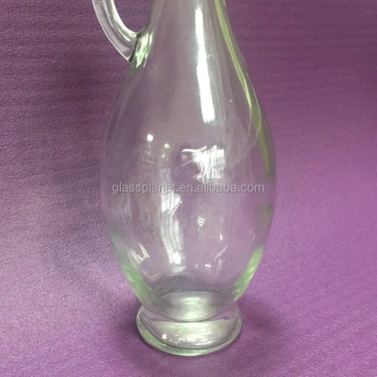 Glass Dispenser Bottle With Handle And Spout And Cork Lid For Olive Oil