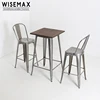 Hot sale popular vintage industrial bar furniture table style metal bistro high bar table and stool with wooden top
