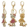 fashion design eco-friendly metal alloy crystal bear animal keychain for bags