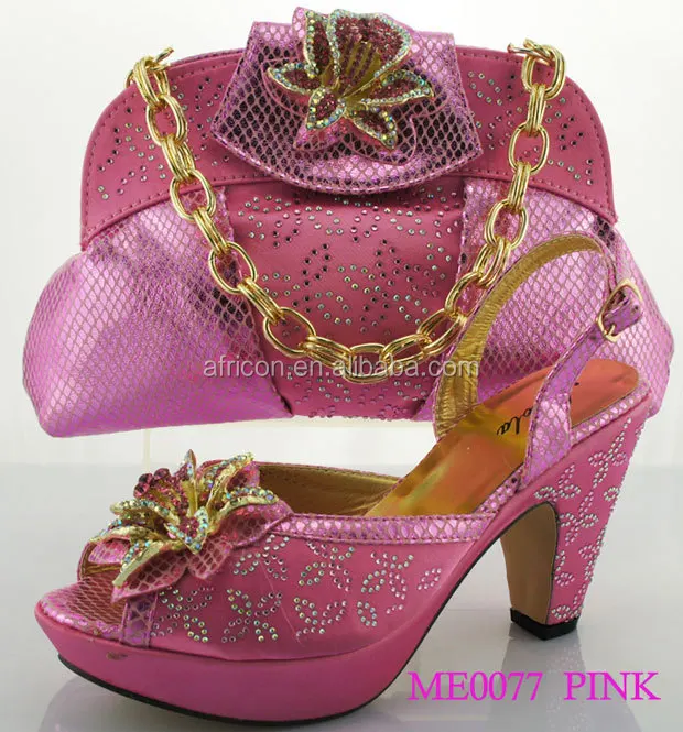 ladies pink shoes and matching bag