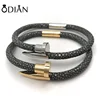 Odian brand New Design 316L Stainless Steel Cuff with Genuine Stingray Leather Nail Stingray Bracelet