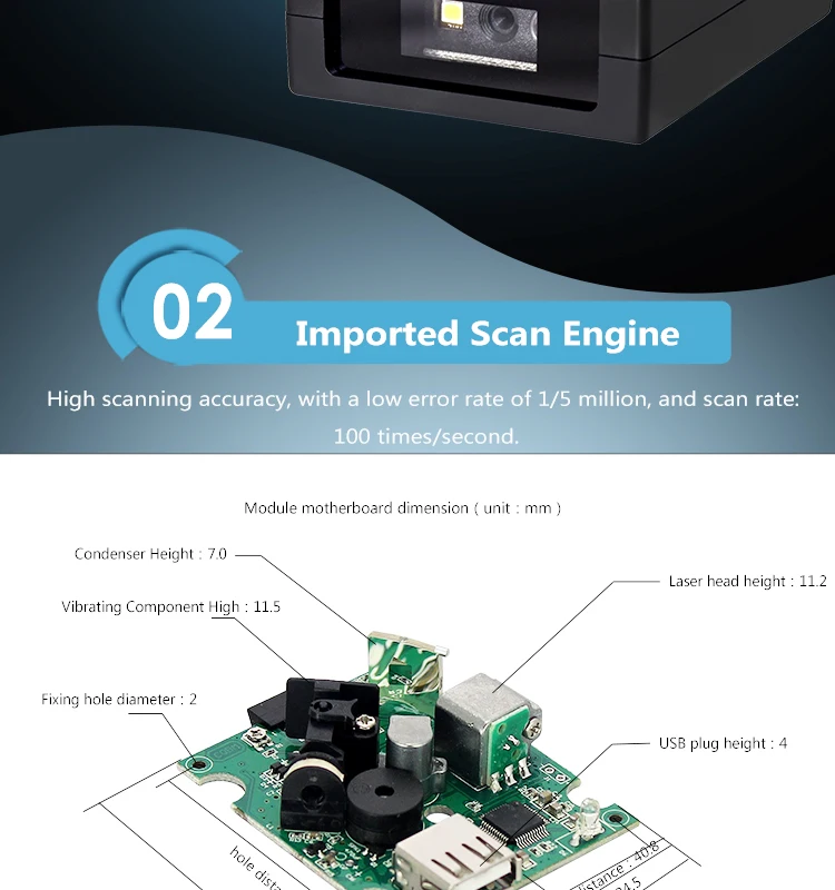เครื่องสแกนบาร์โค้ด symcode MJ-2090 USB 2D เครื่องอ่านรหัส QR แบบปลั๊ก ...