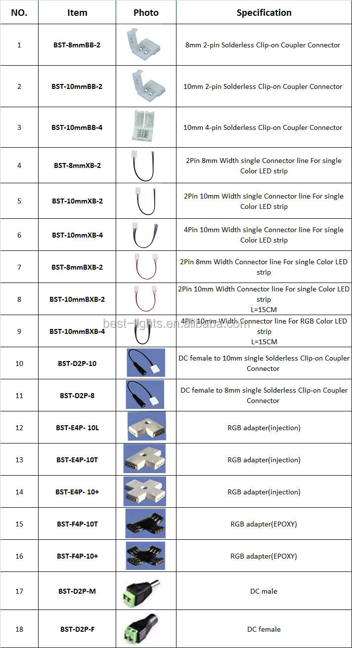 3 Pin Led Strip Connector 3 Wire 4wire Solderless Male Female Led