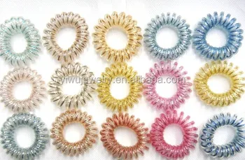 H628 015 Stretchy Swirly Cute Radom Color Delivery Plastic H628 015 Stretchy Swirly Cute Radom Color Delivery Plastic Transpa Telephone Cord Hair Tie Ponytail