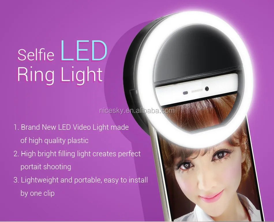 Portable Selfie LED Phone Camera Ring Light For All IPhone tablet pc Laptop makeup