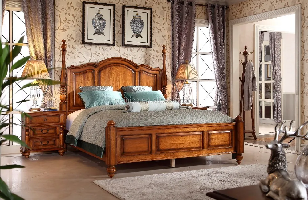 New Classic American Hand Made Wooden Canopy Bed Bedroom Furniture Set Moq 1 Set View New Classic Wooden Canopy Bed Bisini Product Details From