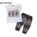 2016 New Girls Clothing Sets Baby Kids Clothes Suit Children Sleeveless Printing T Shirt Pants