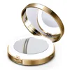Custom Cosmetic Mini Foldable LED ABS+PC+Glass Mirror With Lights