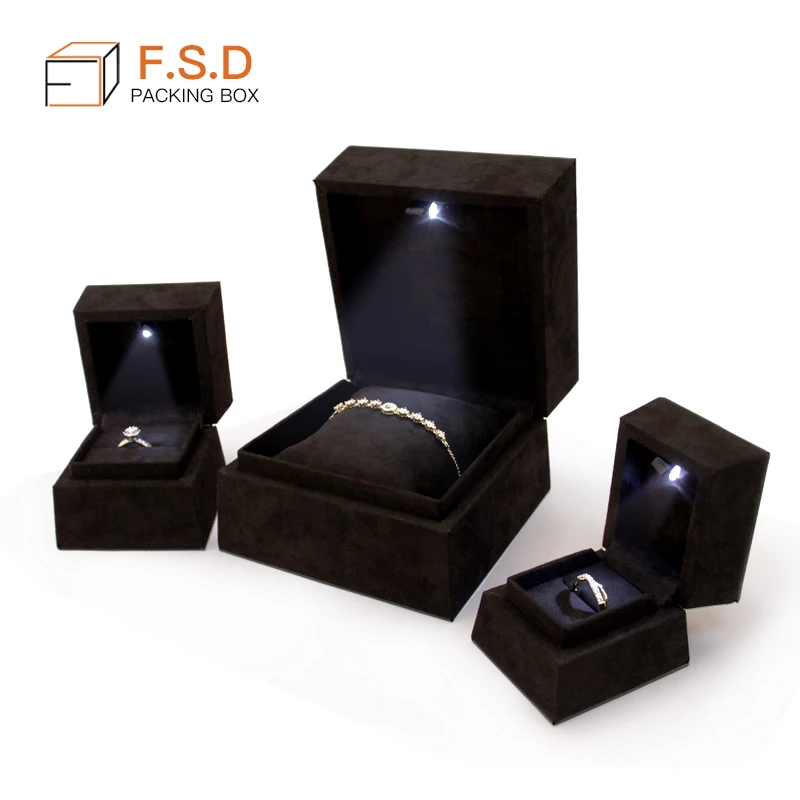 Fsd Luxury Velvet Led Jewelry Box With Led Light Gift Box For Ring Pendant Necklace Buy Led