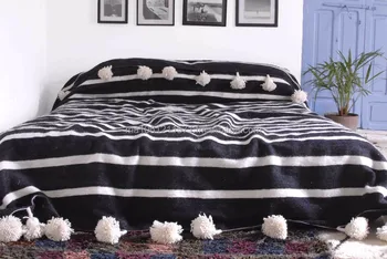 Moroccan Pom Blanket Bedspread Throw Rug 100 Pure Wool Moroccan Pom Blanket Bedspread Throw Rug 100 Pure Wool