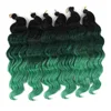 High quality Synthetic 1b/green# Ombre Braiding Hair Extensions Deep Wave Crochet Braids Hair 80g/pack