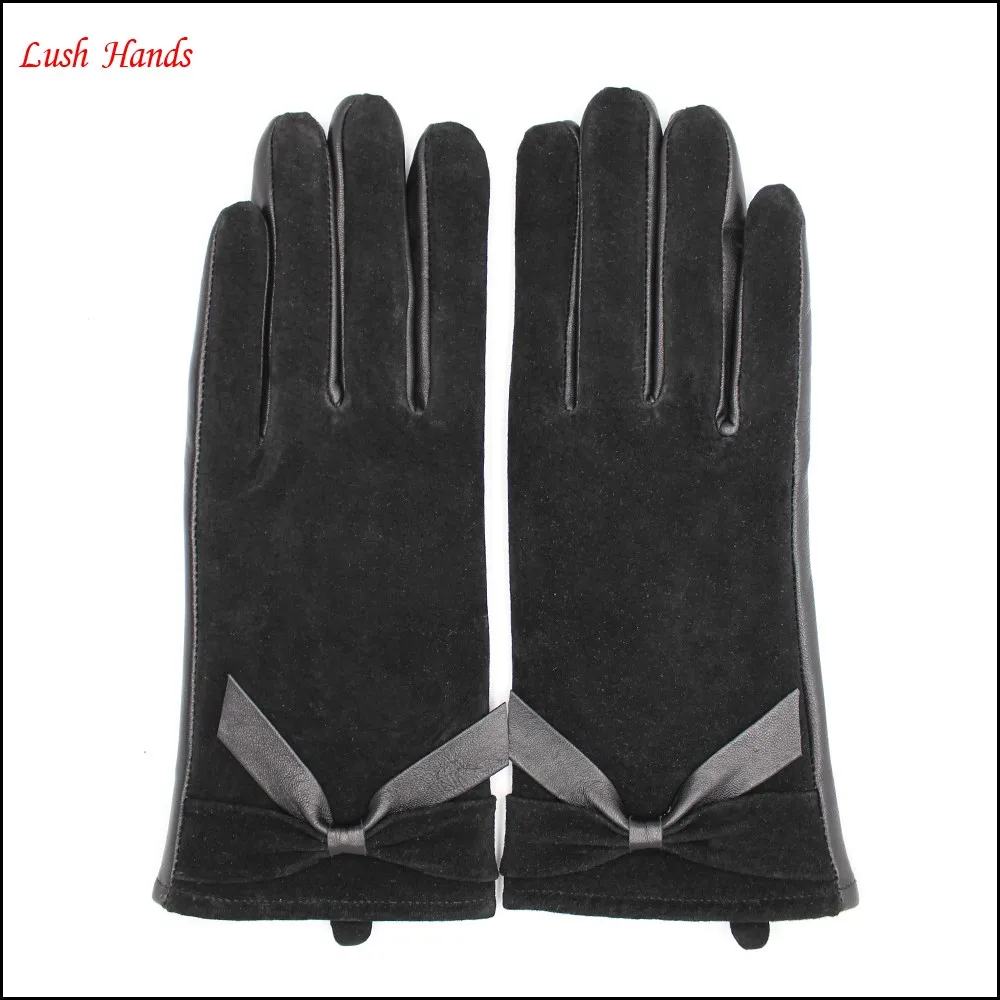 winter wholesale fashion dress sheepsuede and leather women's glove