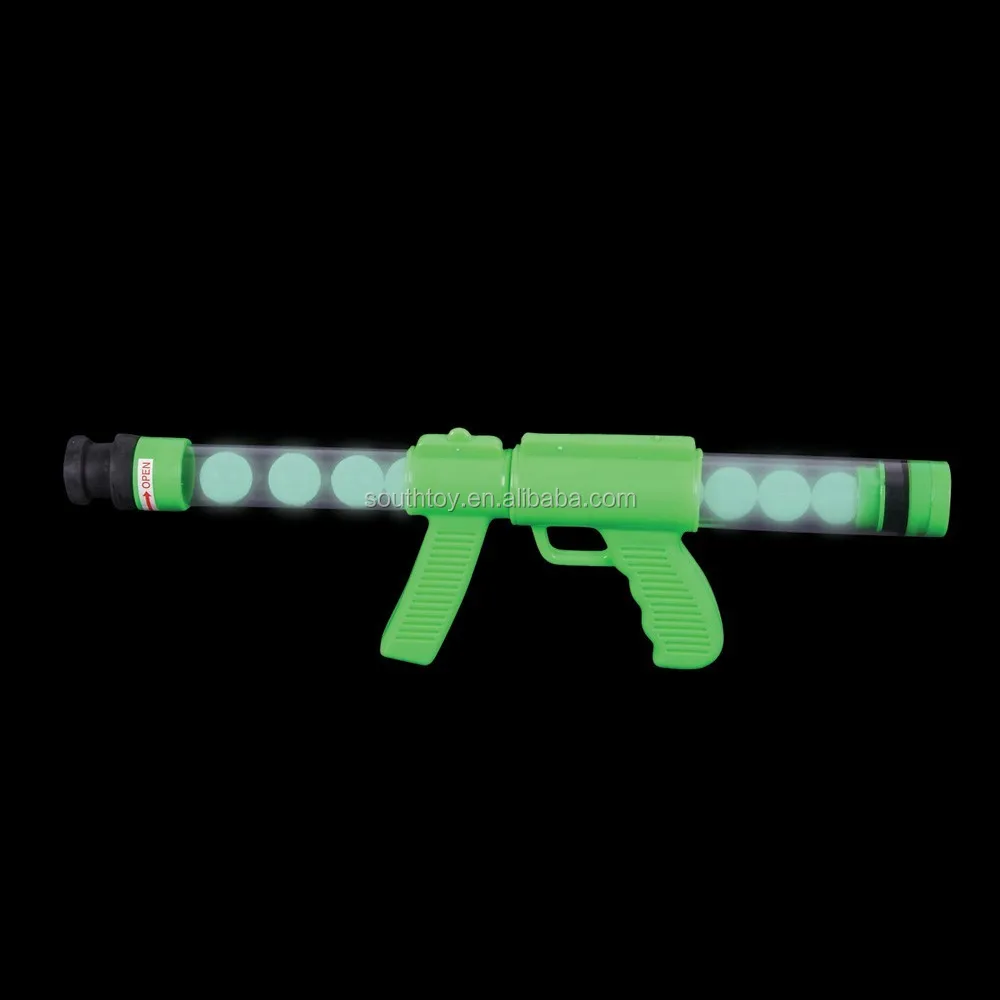 Glow In The Dark Plastic Ping Pong Ball Shooting Gun Moon Blaster Game