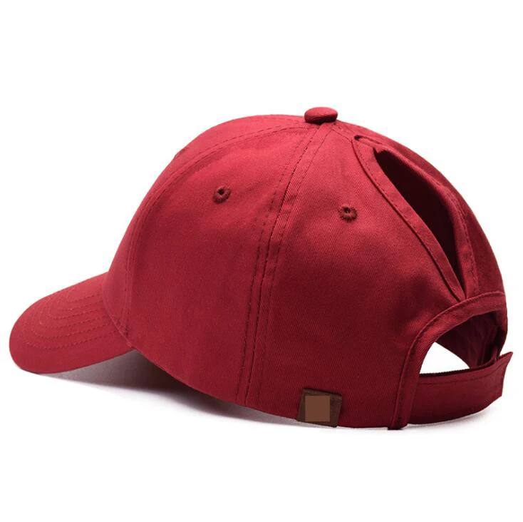 Womens Ponytail Hat Cotton 6 Panel Golf Baseball Cap Custom High