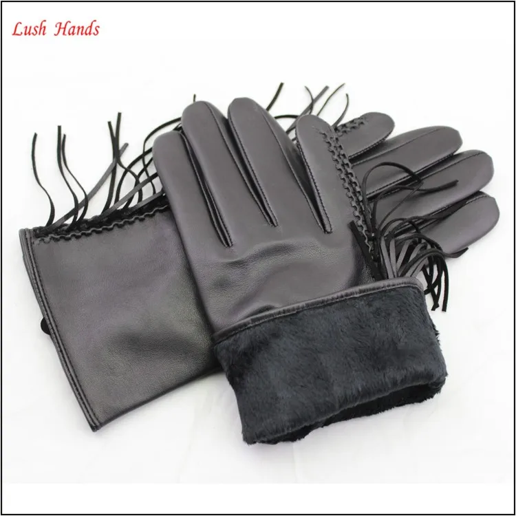In 2016, the latest fringed leather gloves the best sell .Hot mother fashion gloves