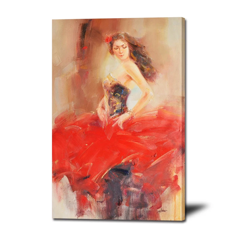 Sex Woman In Red Dress Spanish Tango Dance Canvas Wall Art Of Flamenco 6352