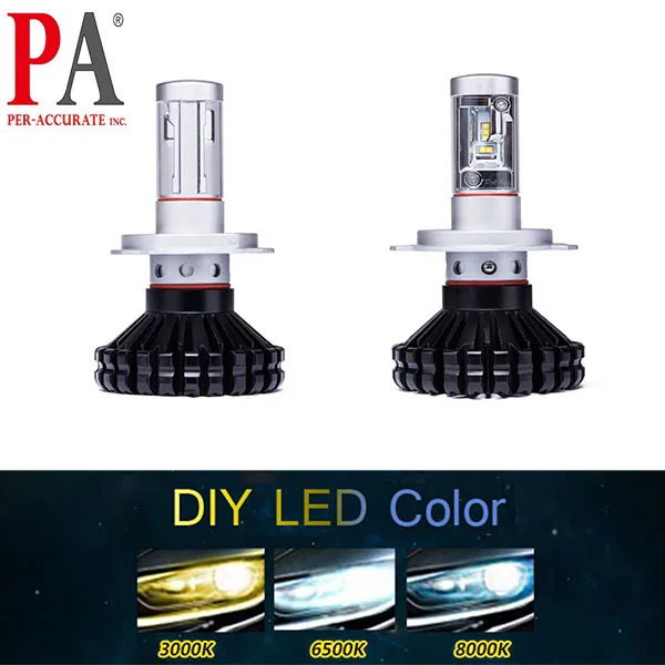 PA Hot Sales Automotive Car headlight conversion kit 100W IP67 DIY Color H4 LED bulb