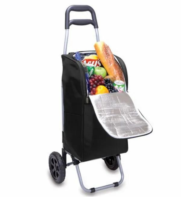 Frozen Foods Trolley Shopping Cart Insulated Cooler Bag With Wheel