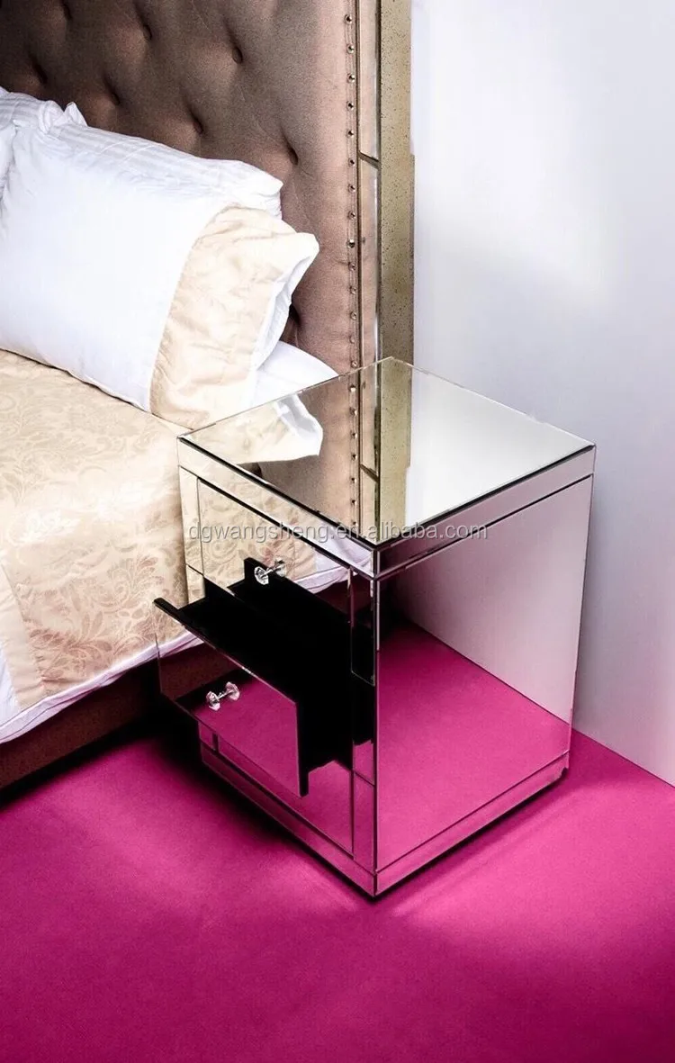 Mirrored Bedside Table With Soft Closing 3 Drawers Buy Glass Mirror