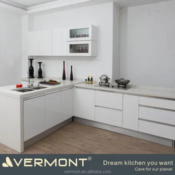 Putih Moderen Lemari Dapur Dengan Tepi Datar Meja Putih Moderen Lemari Dapur Dengan Tepi Datar Meja