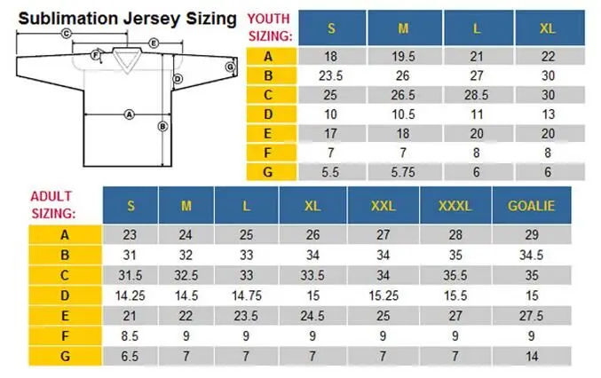 Hockey Goalie Jersey Size Chart