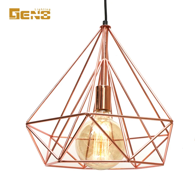 gold rose metal diamond copper hanging ceiling light fitting