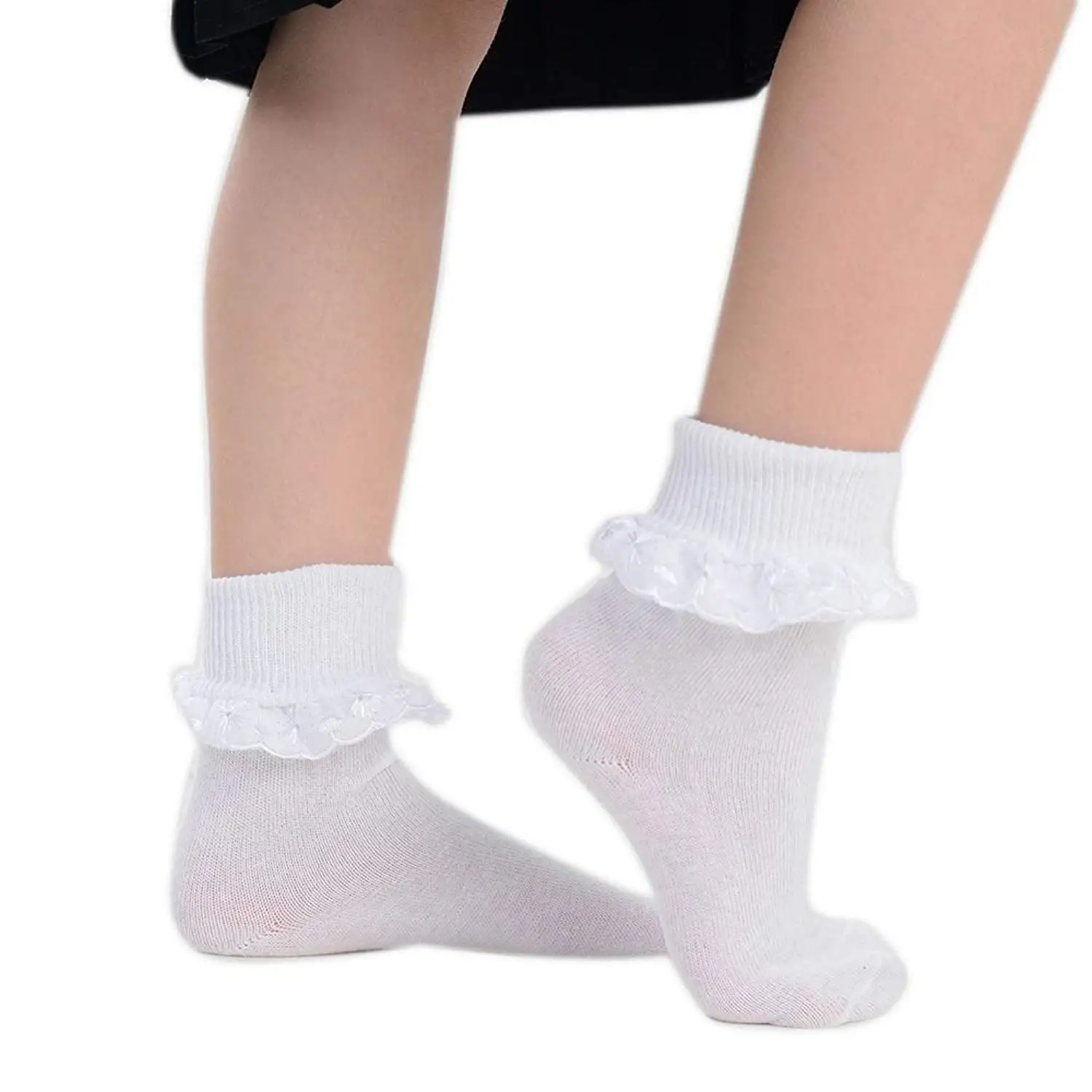 girls navy frilly socks