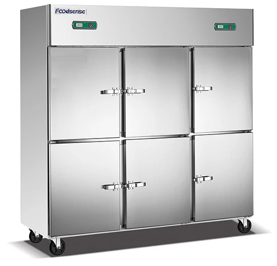 Commercial kitchen restaurant stainless steel workbench refrigerator 2 doors bar counter fridge chiller refrigeration equipment