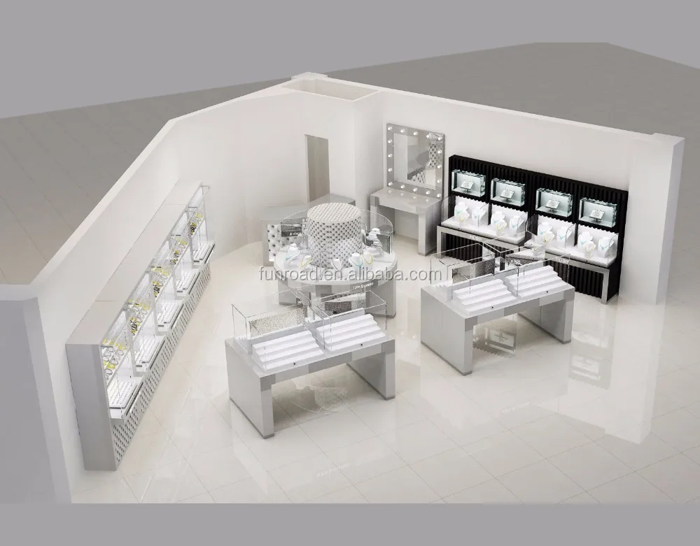 Tempered Glass Wooden Exhibition Jewelry Retail Shop Glass Display